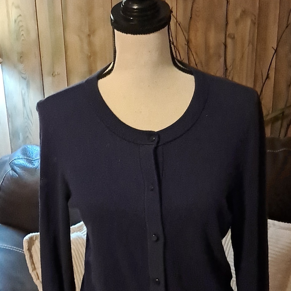Kate Spade New York Live Colorfully Blue Bows Button Front Cardigan Sweater - Picture 3 of 11